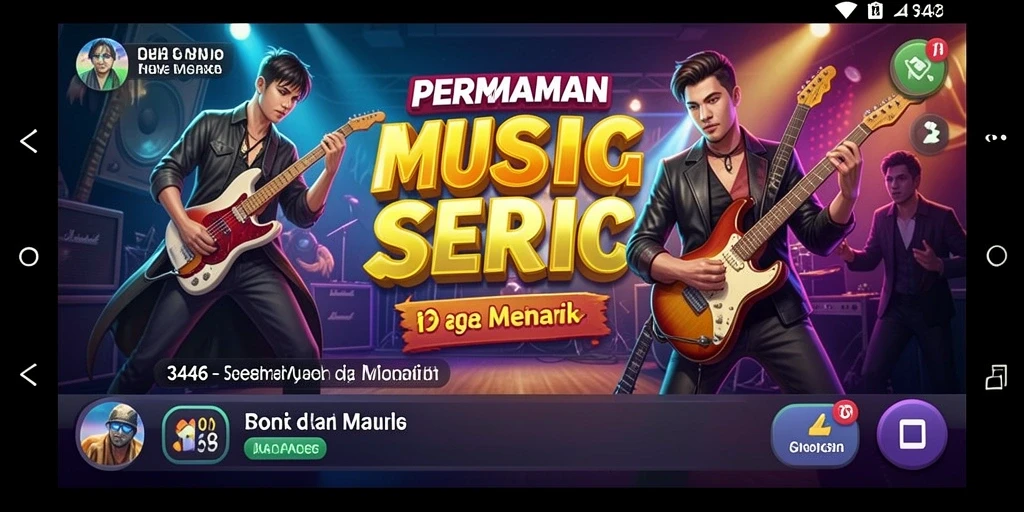 Screenshot gameplay menarik dari 3446 menampilkan interaksi pengguna dengan musik.