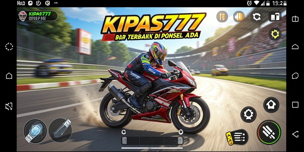 Tampilan gameplay KIPAS777 dengan aksi balap motor yang seru.