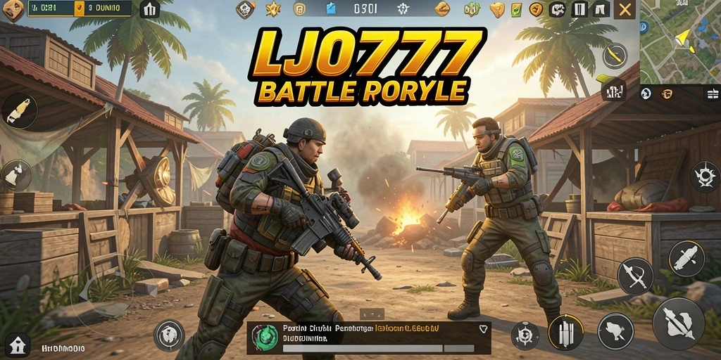 Screenshot menampilkan aksi seru gameplay Battle Royale di LJO777.