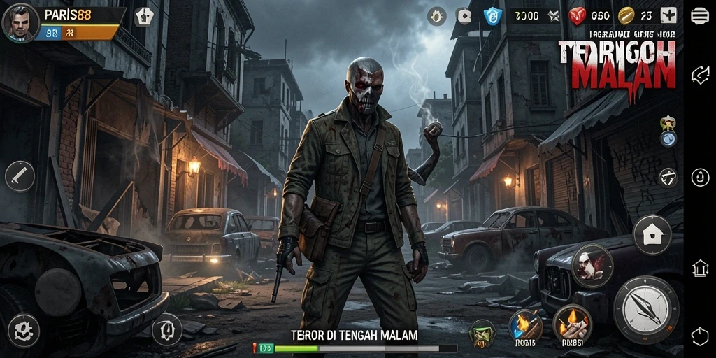 Tangkapan layar dari gameplay menegangkan di PARIS88 dengan nuansa Horror yang kental.