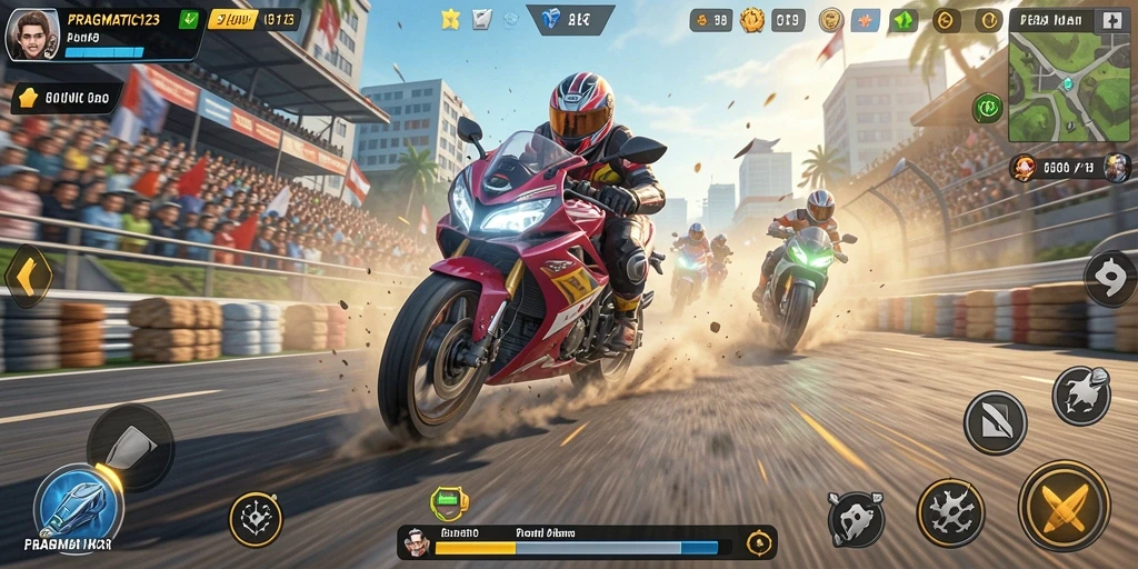 Gameplay mendebarkan balapan motor di PRAGMATIC123.